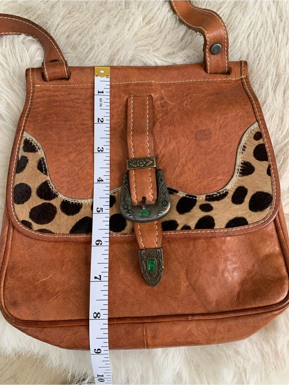 Bloomingdale's Vintage Leather Crossbody with Leopard Haircalf Accent